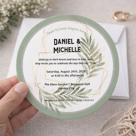 Botanisches Thema der modernen schwarzen Goldhochz Einladung