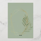 Botanisches Thema der modernen schwarzen Goldhochz Folieneinladung (Rückseite)