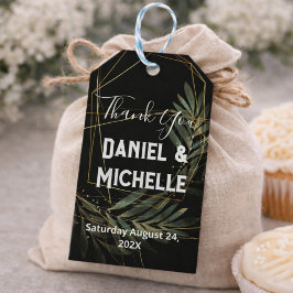 Botanisches Thema der modernen schwarzen Goldhochz Geschenkanhänger