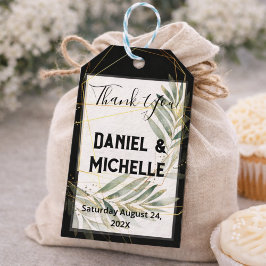 Botanisches Thema der modernen schwarzen Goldhochz Geschenkanhänger