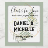 Botanisches Thema der modernen schwarzen Goldhochz Weinetikett (Einzelnes Label)