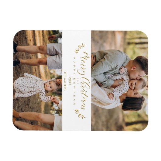 Botanisches Themed Christmas Custom Foto Script Magnet (Horizontal)