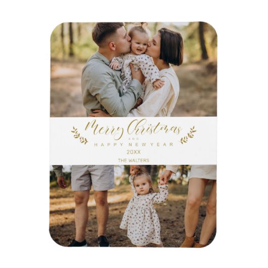Botanisches Themed Christmas Custom Foto Script Magnet (Vertikal)