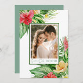 Botanisches tropisches Hochzeitsfest-Foto Save the Save The Date (Vorne/Hinten)