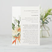 Botanisches tropisches Orangenblättriges Brautpart Einladung (Stehend Vorderseite)