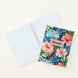 Botanisches tropisches Sommerblumenmuster Floral Notizblock