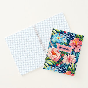 Botanisches tropisches Sommerblumenmuster Floral Notizblock