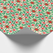 Botanisches Urlaubsmuster Holly und Poinsettia Geschenkpapier (Ecke)