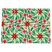 Botanisches Urlaubsmuster Holly und Poinsettia Große Geschenktüte (Vorderseite)
