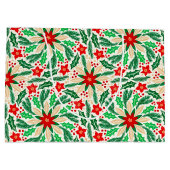 Botanisches Urlaubsmuster Holly und Poinsettia Große Geschenktüte (Rückseite)