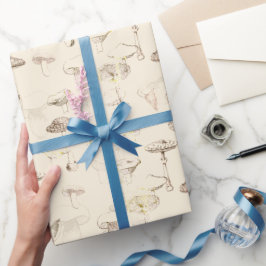 Botanisches Vintag-Beige-Pilzmuster Geschenkpapier