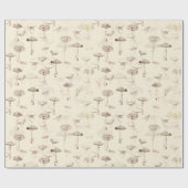 Botanisches Vintag-Beige-Pilzmuster Geschenkpapier (Flach)