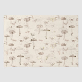 Botanisches Vintag-Beige-Pilzmuster Seidenpapier