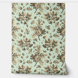 Botanisches Vintag-braunes Oak-Blätter Tapete