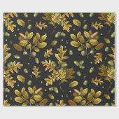 Botanisches Vintag-braunes Schwarzes Eicheneich Bl Geschenkpapier (Flach)