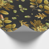 Botanisches Vintag-braunes Schwarzes Eicheneich Bl Geschenkpapier (Ecke)