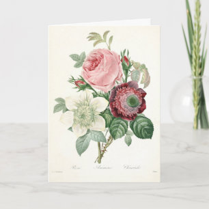 Botanisches vintage Aquarell Rosen Anemonen Bouque Feiertagskarte