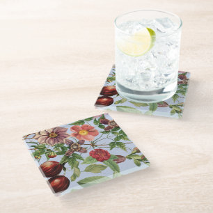 Botanisches Vintage-Design Glasuntersetzer