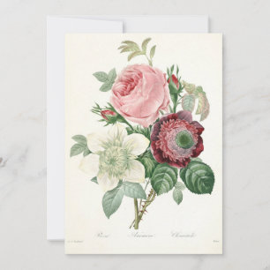 Botanisches Vintage-Wasserfarben-Rosen-Anemonen-St Feiertagskarte