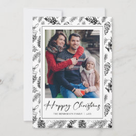 Botanisches Vintage Weihnachtsfest Foto Feiertagskarte