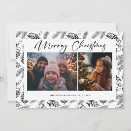 Botanisches Vintage Weihnachtsfest Foto Feiertagskarte