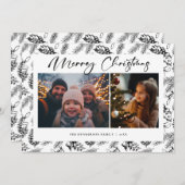 Botanisches Vintage Weihnachtsfest Foto Feiertagskarte (Vorne/Hinten)