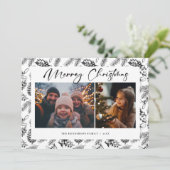 Botanisches Vintage Weihnachtsfest Foto Feiertagskarte (Stehend Vorderseite)