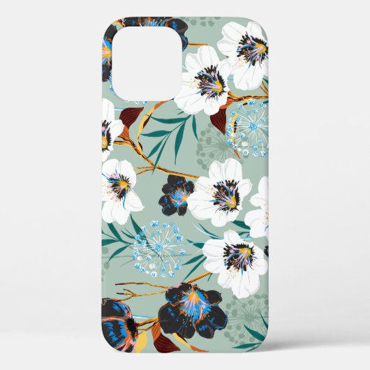 Botanisches Vintages Blumenmuster Case-Mate iPhone Hülle (Rückseite)