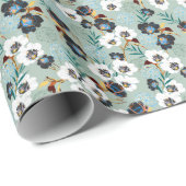 Botanisches Vintages Blumenmuster Geschenkpapier (Rolleneckpunkt)