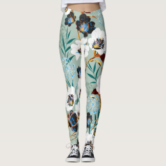 Botanisches Vintages Blumenmuster Leggings