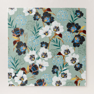 Botanisches Vintages Blumenmuster Puzzle