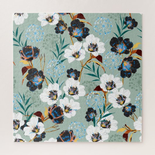Botanisches Vintages Blumenmuster Puzzle (Vertikal)