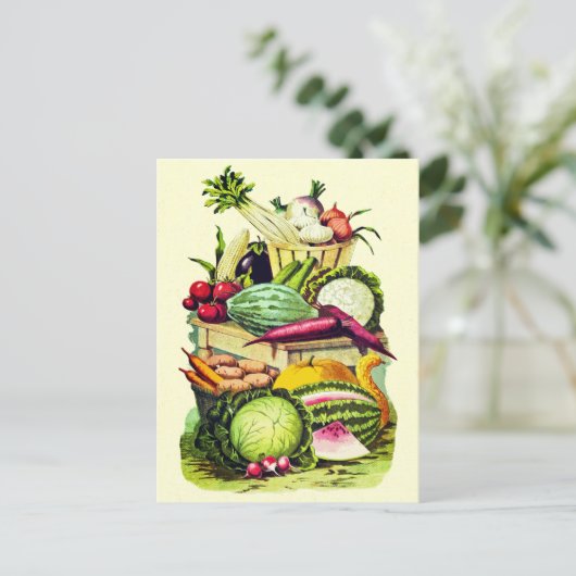 Botanisches Vintages Gemüse Garten Ernte Postkarte (Stehend Vorderseite)