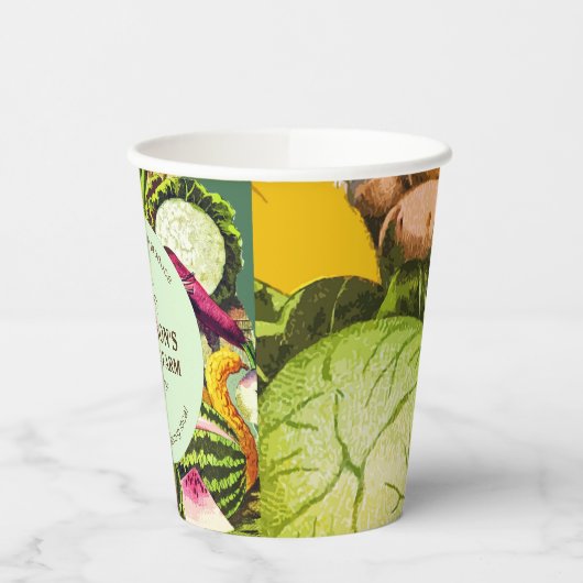 Botanisches Vintages Gemüse, lokaler Bauer Pappbecher (Links)