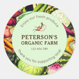 Botanisches Vintages Gemüse, lokaler Bauer Runder Aufkleber