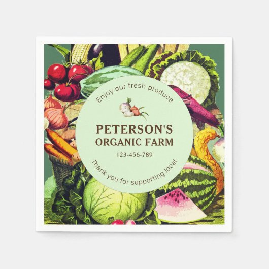 Botanisches Vintages Gemüse, lokaler Bauer Serviette (Vorderseite)