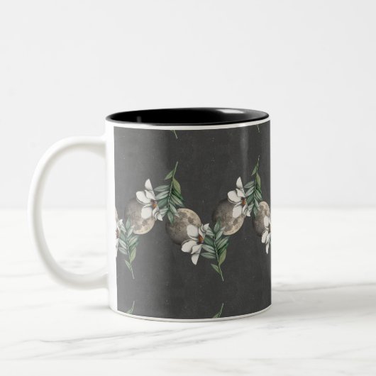 Botanisches Vintages Retro-Muster Zweifarbige Tasse (Links)