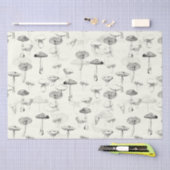 Botanisches Vintages Schwarz-weißes Pilzmuster Seidenpapier (Handwerk)