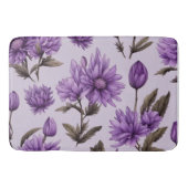 Botanisches violettes Blumenmuster Badematte (Vorderseite)