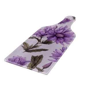 Botanisches violettes Blumenmuster Schneidebrett