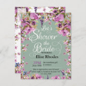 Botanisches violettes Brautparty Einladungspostkarte (Vorne/Hinten)