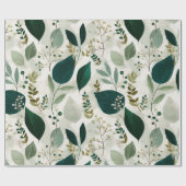 Botanisches Wald Blatt Weißes Blumenmuster Geschenkpapier (Flach)