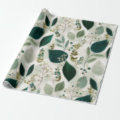 Botanisches Wald Blatt Weißes Blumenmuster Geschenkpapier (Ungerollt)