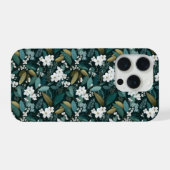Botanisches Wald Blatt Weißes Blumenmuster iPhone Hülle (Rückseite (Horizontal))