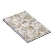 Botanisches Wald Blatt Weißes Blumenmuster Notizblock (Rechte Seite)