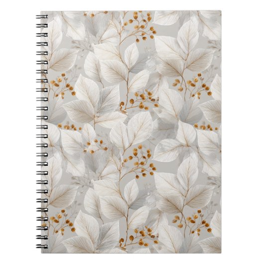 Botanisches Wald Blatt Weißes Blumenmuster Notizblock (Vorderseite)
