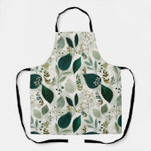 Botanisches Wald Blatt Weißes Blumenmuster Schürze (Vorderseite)
