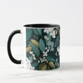 Botanisches Wald Blatt Weißes Blumenmuster Tasse (Links)