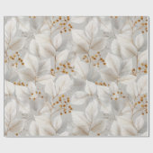 Botanisches Waldblatt Weißes Blumenmuster Geschenkpapier (Flach)