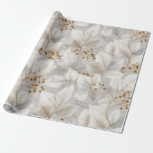 Botanisches Waldblatt Weißes Blumenmuster Geschenkpapier (Ungerollt)